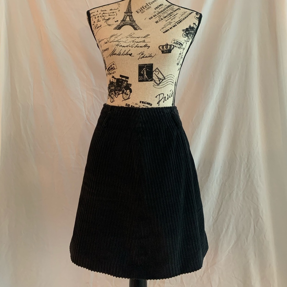 Vintage Black Corduroy Mini Skirt